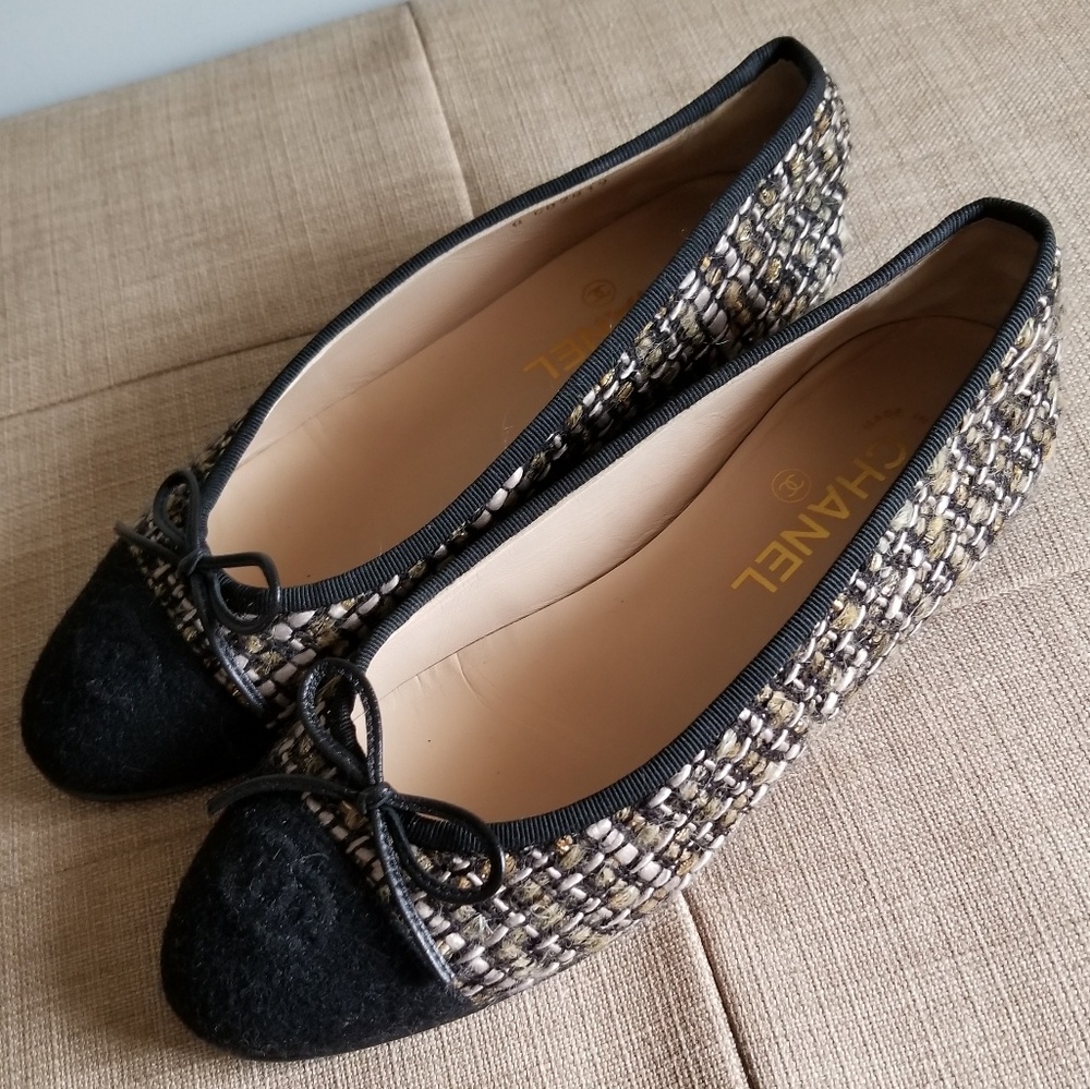 Chanel Tweed Ballerina Flats Size 38
